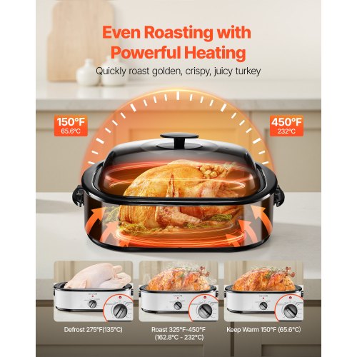 Roaster Oven 18QT Electric Roaster Oven 150450 Adjustable Temperature