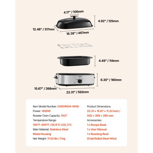 Roaster Oven 18QT Electric Roaster Oven 150450 Adjustable Temperature 1