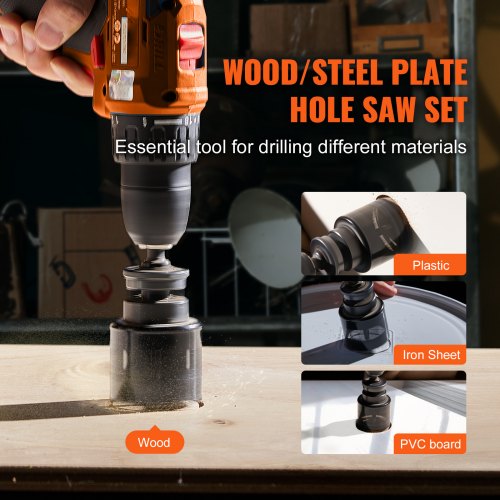 Hole Saw Kit 18 PCS Saw Blades 6 Drill Bits 1 Hex Wrench General Purpose
