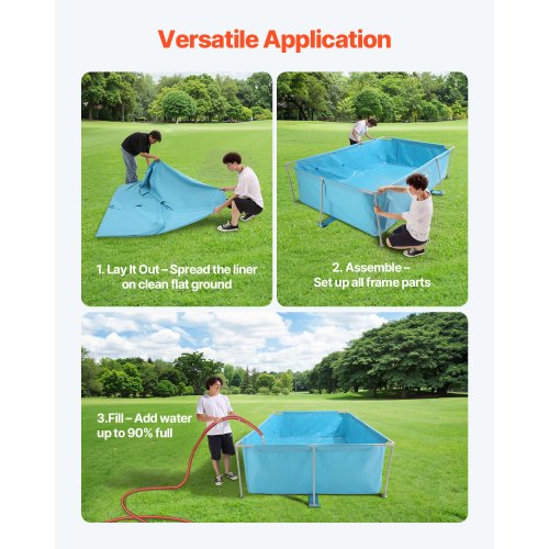 Frame Above Ground Swimming Pool 118 x 78 x 30 in Rectangular Steel Metal