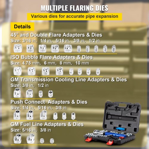 Hydraulic Flaring Tool Kit 45° Double Flaring Tool Brake Repair Brake