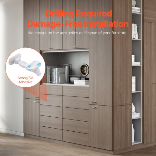 Cabinet Latch Locks 12 Pack Child Safety Cabinet Locks No Drilling or Tools