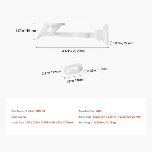 Cabinet Latch Locks 12 Pack Child Safety Cabinet Locks No Drilling or Tools