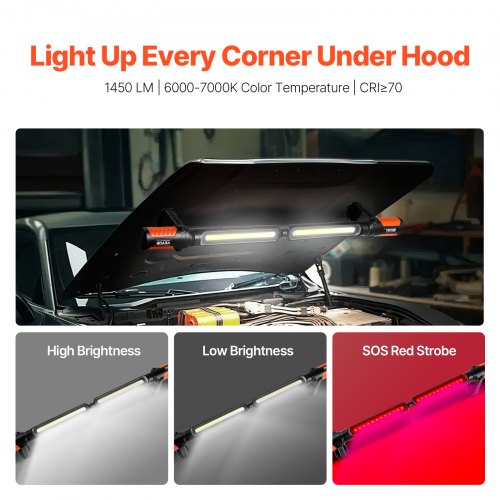 Underhood Work Light 1450LM 4400mAh Rechargeable Magnetic Bright LED