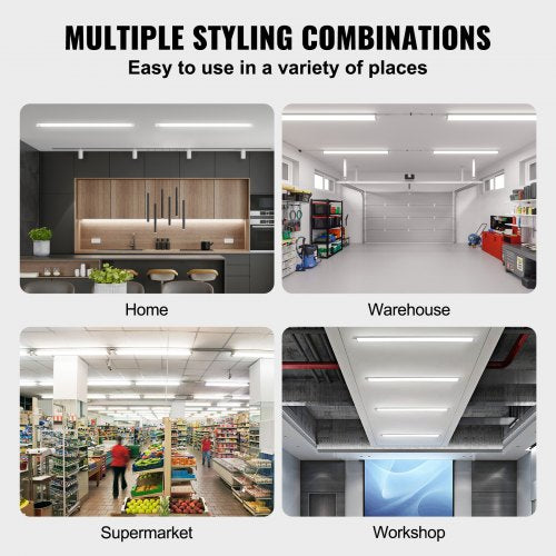 10 Pack LED Shop Light 4 FT 40W Linkable Shop Light Fixture 6500 LM