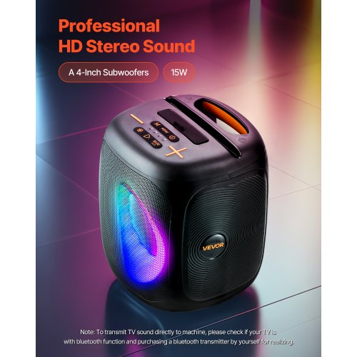 Karaoke Machine for Adults 15W 4inch Portable Bluetooth Speaker with 2