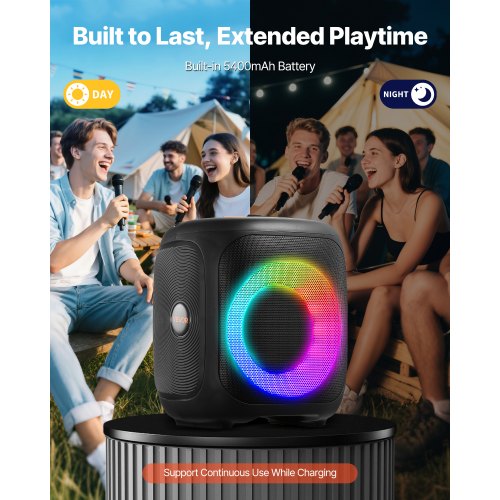 Karaoke Machine for Adults 15W 4inch Portable Bluetooth Speaker with 2