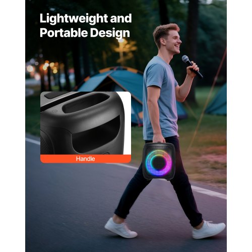 Karaoke Machine for Adults 15W 4inch Portable Bluetooth Speaker with 2