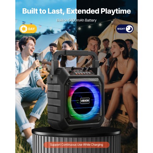 Karaoke Machine for Adults 20W 65inch Portable Bluetooth Speaker with 2