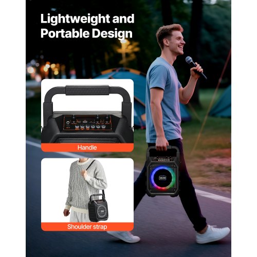 Karaoke Machine for Adults 20W 65inch Portable Bluetooth Speaker with 2