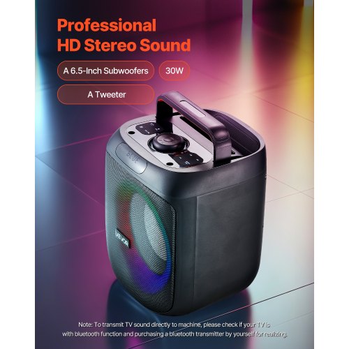 Karaoke Machine for Adults 30W 65inch Portable Bluetooth Speaker with 2