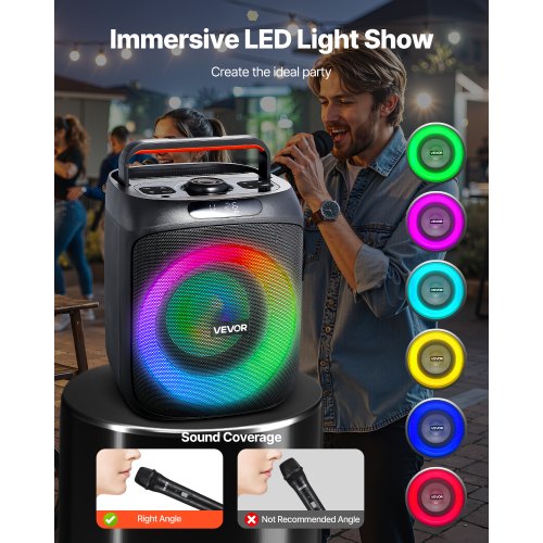 Karaoke Machine for Adults 30W 65inch Portable Bluetooth Speaker with 2