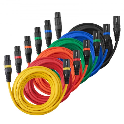 XLR Cable 20 ft 6 Pack Shielded Balanced DMX Male to Female Microphone