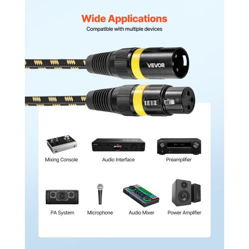 XLR Cable 25 ft 6 Pack Shielded Balanced DMX Male to Female Microphone