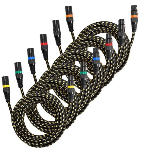 XLR Cable 25 ft 6 Pack Shielded Balanced DMX Male to Female Microphone