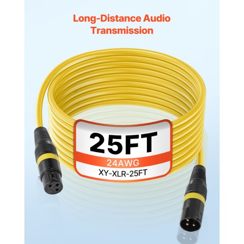 XLR Cable 25 ft 4 Pack Shielded Balanced DMX Male to Female Microphone
