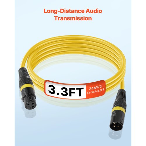XLR Cable 3.3 ft 10 Pack Shielded Balanced DMX Male to Female Microphone