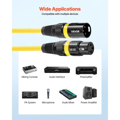 XLR Cable 6.5 ft 10 Pack Shielded Balanced DMX Male to Female Microphone