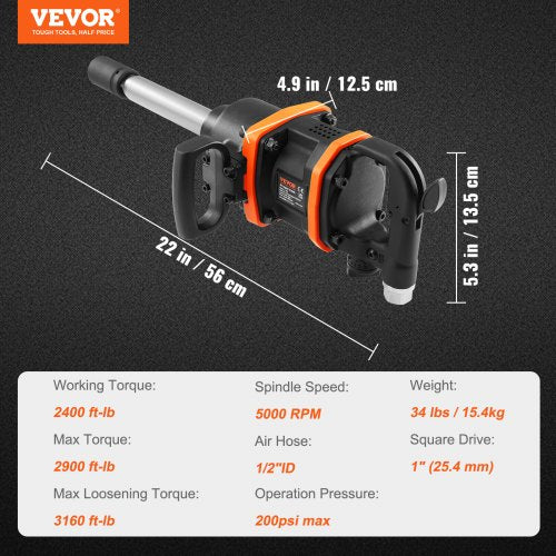 1 Inch Air Impact Wrench Up to 3160 ftlbs High Reverse Torque Output 1