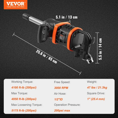 1 Inch Air Impact Wrench Up to 5175 ftlbs Beast Reverse Torque Output
