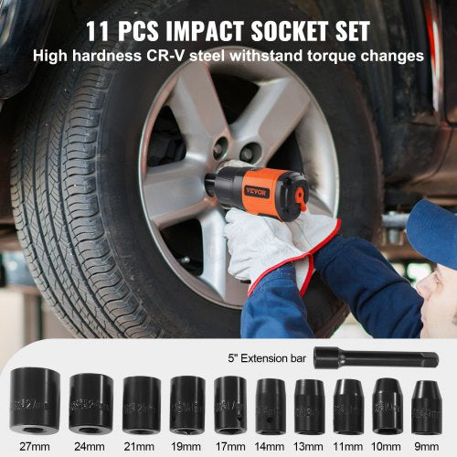 1/2 Inch Air Impact Wrench High Torque Up to 1400 ft-lbs Lightweight