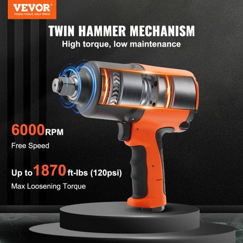 Air Impact Wrench 34Inch Drive Air Impact Gun Up to 1870ftlbs