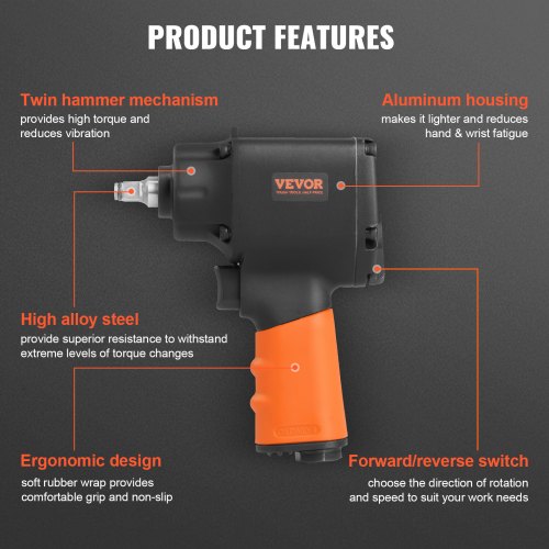 Air Impact Wrench 3/8 Inch Drive Air Impact Gun Up to 690ftlbs