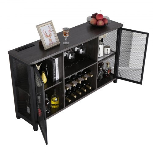 47 Inch Industrial Bar Cabinet Wine Table for Liquor Glasses Sideboard