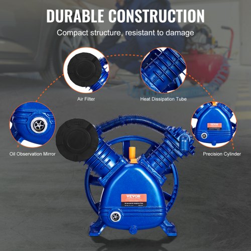 Air Compressor Pump Head 5.5HP 575CFM 90PSI 2Cylinder Piston Pump Head