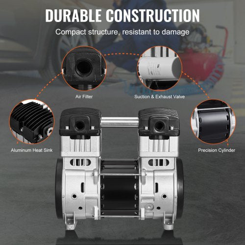 Air Compressor Motor 2HP 52CFM 90PSI Oil Free Air Compressor Pump Max