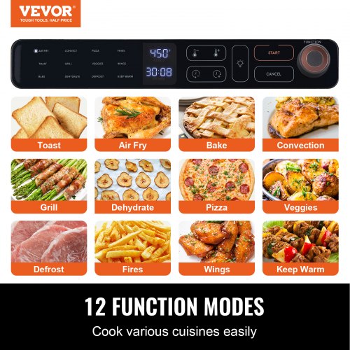 12IN1 Air Fryer Toaster Oven 25L Convection Oven 1700W Stainless Steel