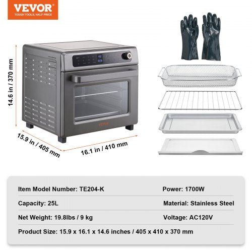 12IN1 Air Fryer Toaster Oven 25L Convection Oven 1700W Stainless Steel