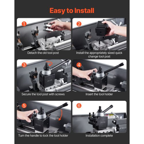 Quick Change Tool Post Set 6 Pcs Includes Lathe Tool Holders Wedge Type