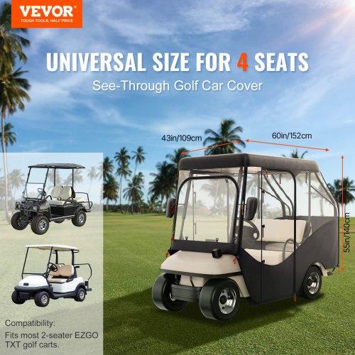 Golf Cart Enclosure 420D Polyester Driving Enclosure with 4Sided