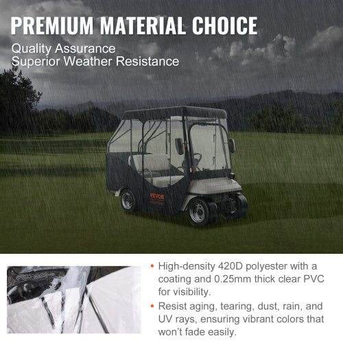 Golf Cart Enclosure 420D Polyester Driving Enclosure with 4Sided