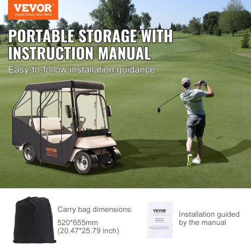 Golf Cart Enclosure 420D Polyester Driving Enclosure with 4Sided