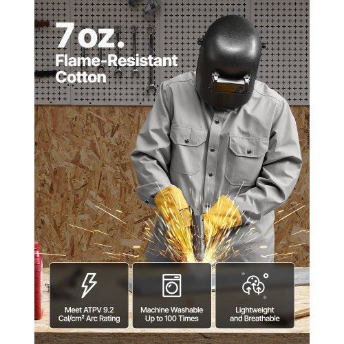 FR Shirts for Men 7oz Flame Resistant Welding Jacket Machine Washable