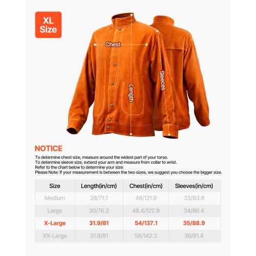 FlameResistant Welding Jacket – XL Size Heavy Duty Cowhide Leather Welding