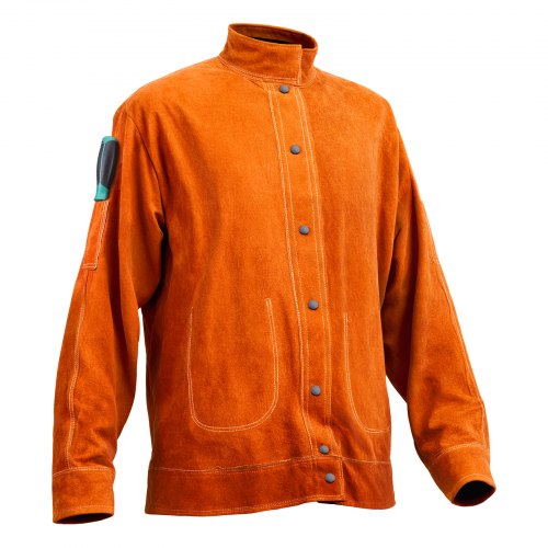 FlameResistant Welding Jacket – XL Size Heavy Duty Cowhide Leather Welding