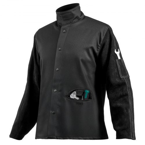 Flame Resistant Welding Jacket Heavy Duty Split Cowhide Leather Sleeves 9