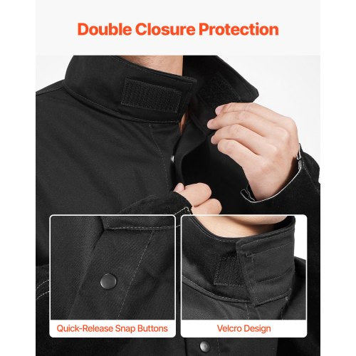 Flame Resistant Welding Jacket Heavy Duty Split Cowhide Leather Sleeves 9