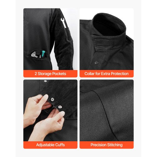 FlameResistant Welding Jacket – L Size Heavy Duty Split Cowhide Leather