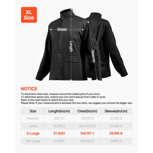 Flame Resistant Welding Jacket Heavy Duty Split Cowhide Leather Sleeves 9