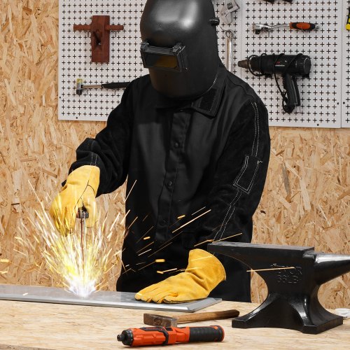 Flame Resistant Welding Jacket Heavy Duty Split Cowhide Leather Sleeves 9