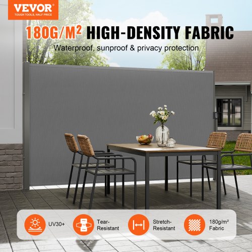 Retractable Side Awning 71x 138 Outdoor Privacy Screen 180g Polyester