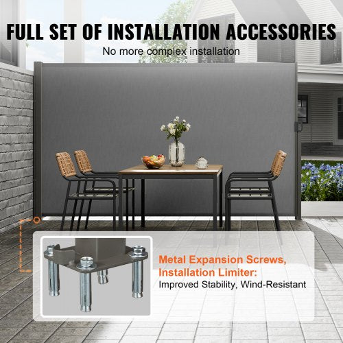 Retractable Side Awning 71x 138 Outdoor Privacy Screen 180g Polyester