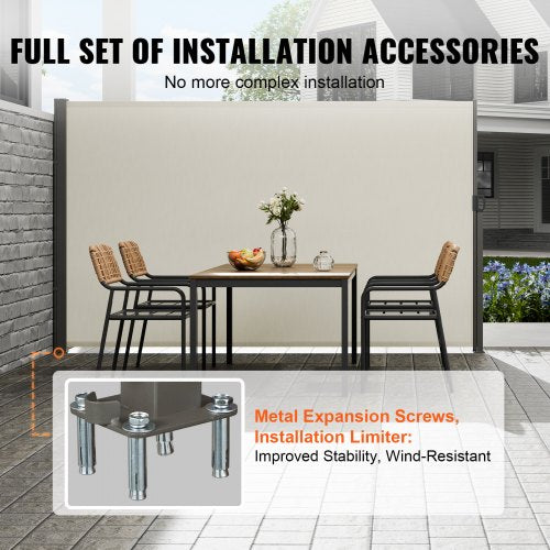 Retractable Side Awning 71x 138 Outdoor Privacy Screen 180g Polyester