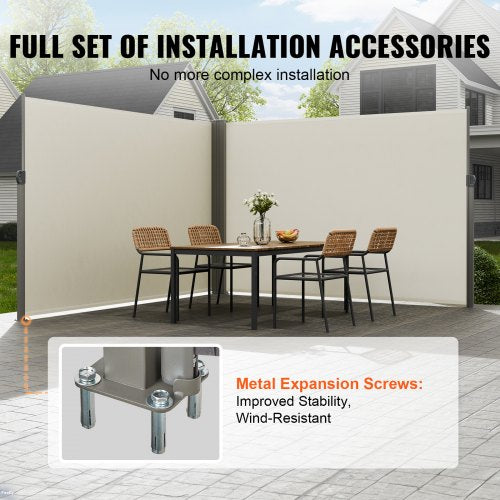 Retractable Side Awning 79x 236 Outdoor Privacy Screen 180g Polyester
