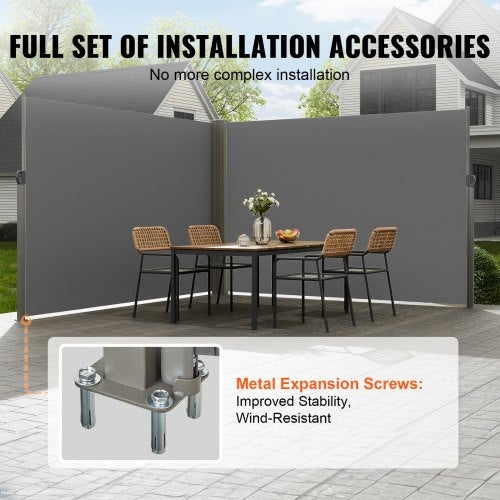 Retractable Side Awning 79x 236 Outdoor Privacy Screen 180g Polyester