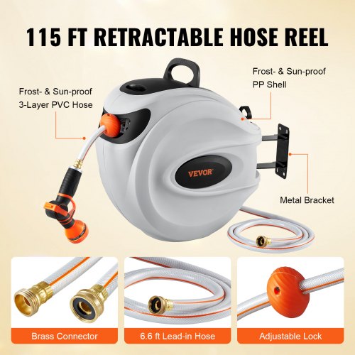 Retractable Hose Reel Water Hose Reel 115x12 180° Swivel WallMounted – 12 MM